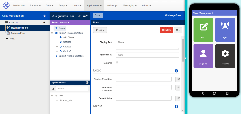 CommCare Header CommCare Application Interface